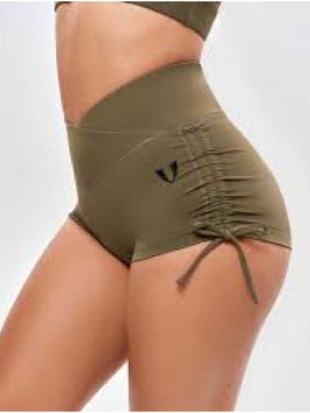 Allure High-Waist Olive Green Ruched Tie-Side Women’s Shorts 984